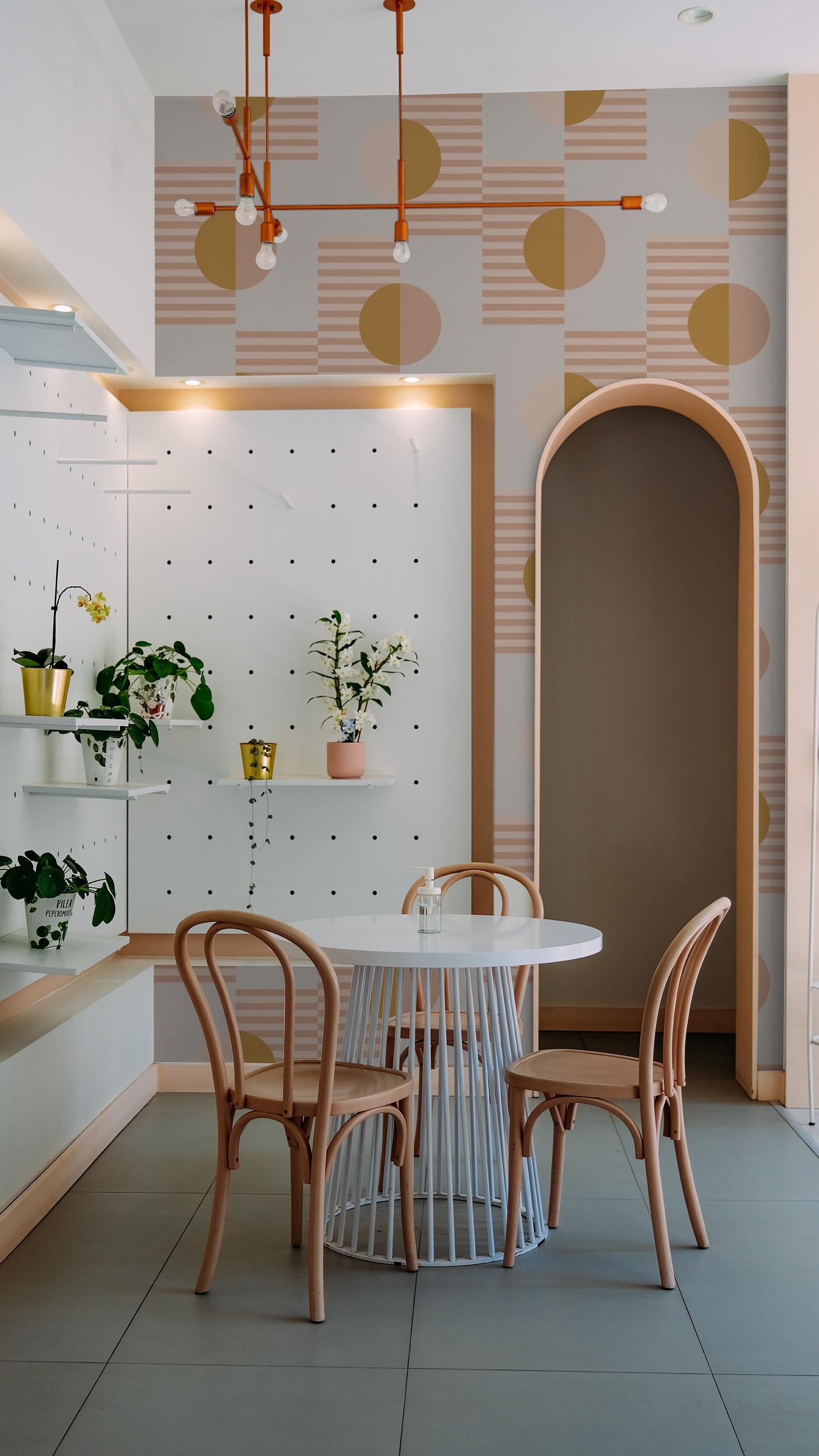 Summer Suns Wallpaper, blush and mustard