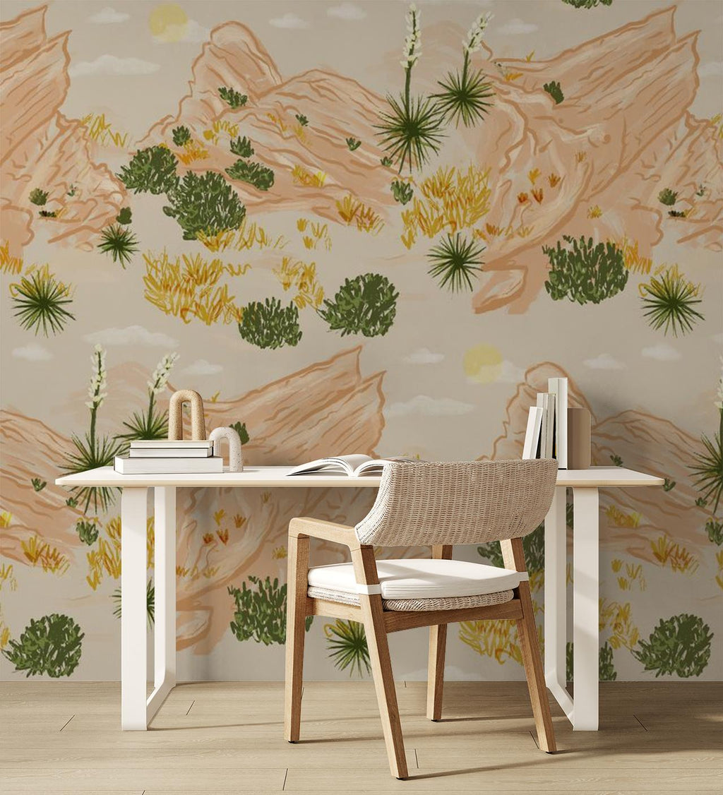 Vasquez Wallpaper, tan and peach