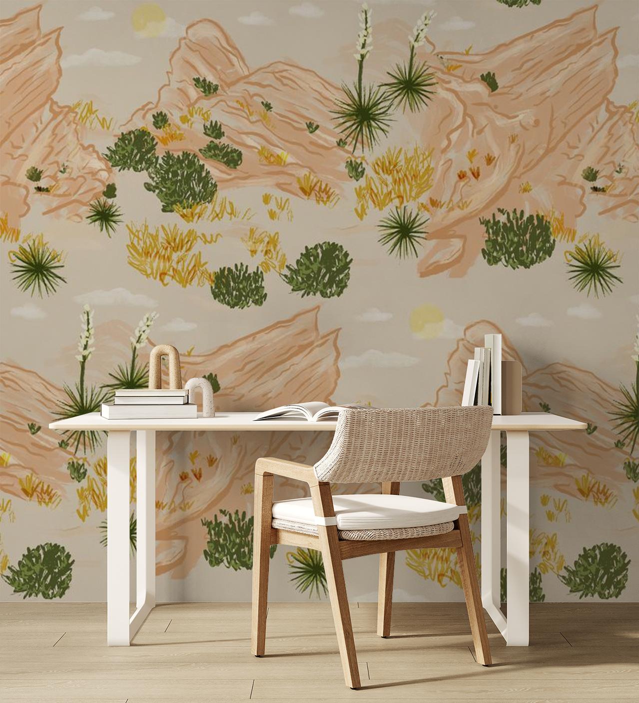 Vasquez Wallpaper, tan and peach