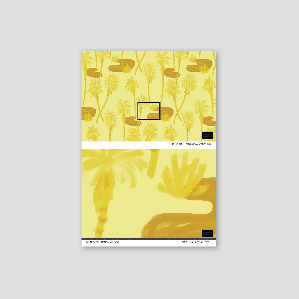 Palm Oasis Wallpaper, lemon yellow and ocher
