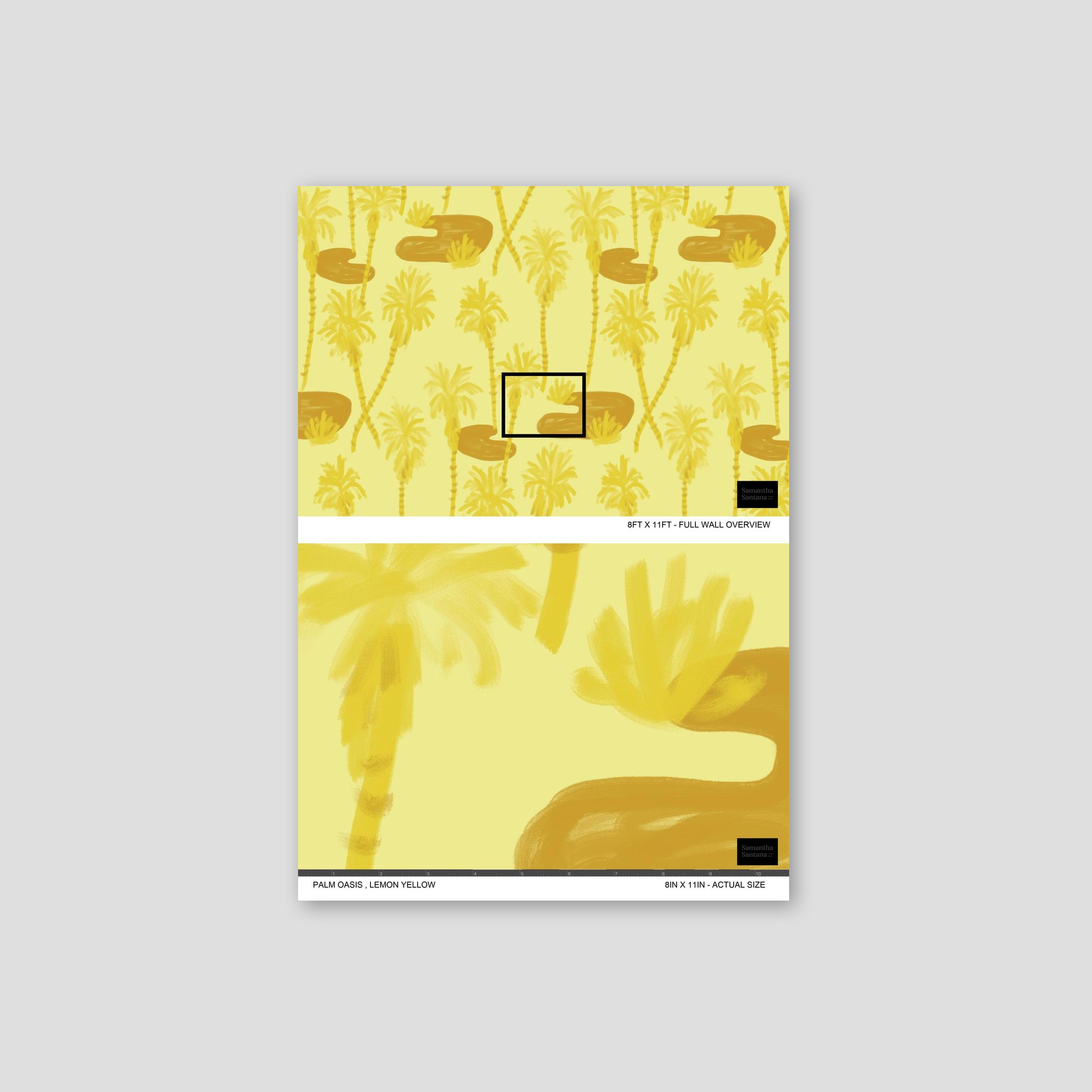 Palm Oasis Wallpaper, lemon yellow and ocher