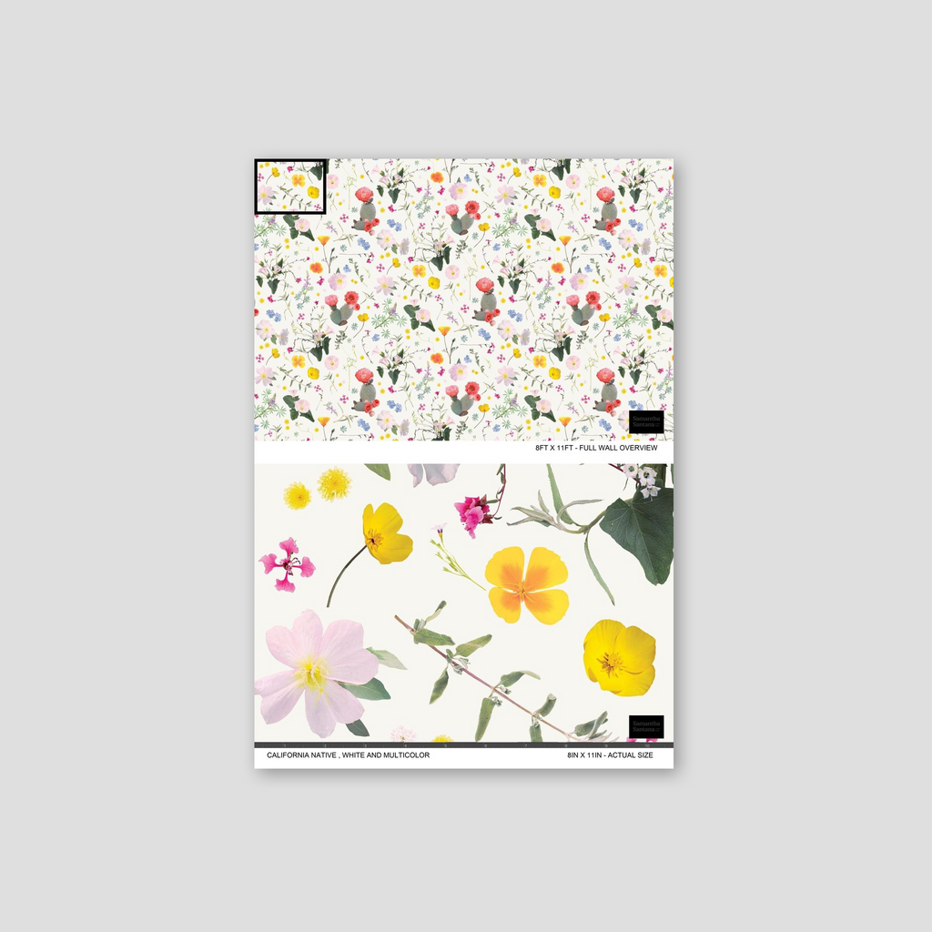 California Native Wallpaper, white and multicolor