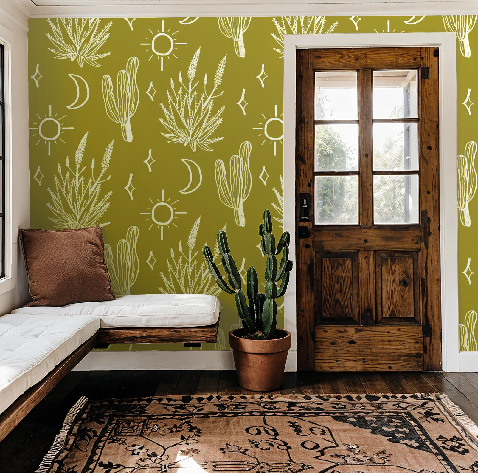 Desert Sky Wallpaper, chartreuse and white