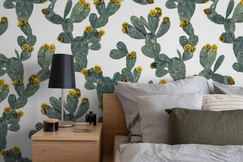Desert Blooms Wallpaper, white and yellow