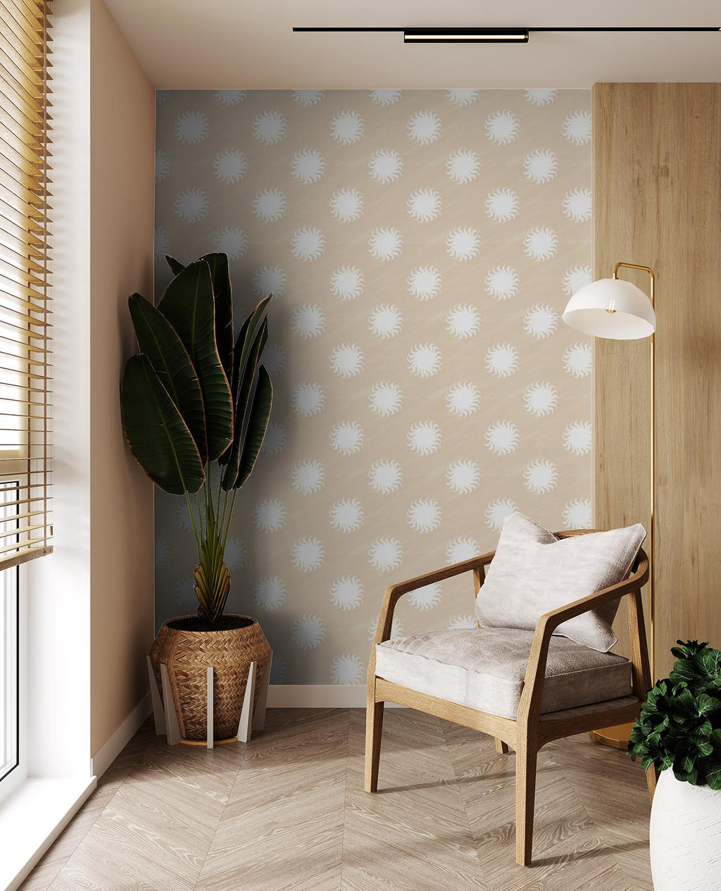 Sol Wallpaper, tan and white