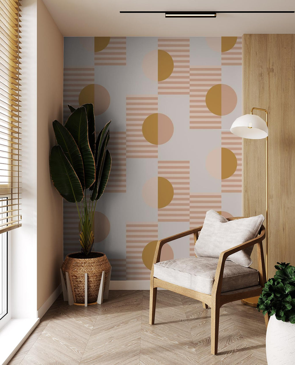 Summer Suns Wallpaper, blush and mustard
