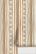 Daisy Chain Stripe Wallpaper, beige and brown