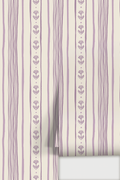 Daisy Chain Stripe Wallpaper, beige and lavender