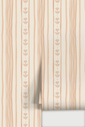 Daisy Chain Stripe Wallpaper, beige and peach