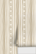 Daisy Chain Stripe Wallpaper, beige and tan