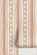 Daisy Chain Stripe Wallpaper, beige and terra cotta