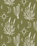 Desert Sky Wallpaper, moss green and white