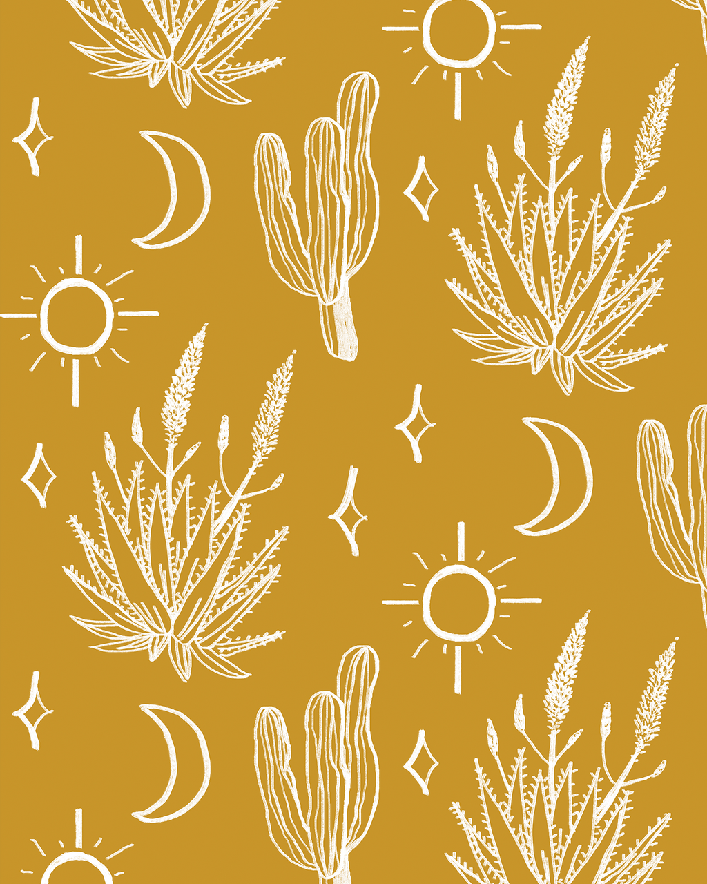 Desert Sky Wallpaper, mustard and white
