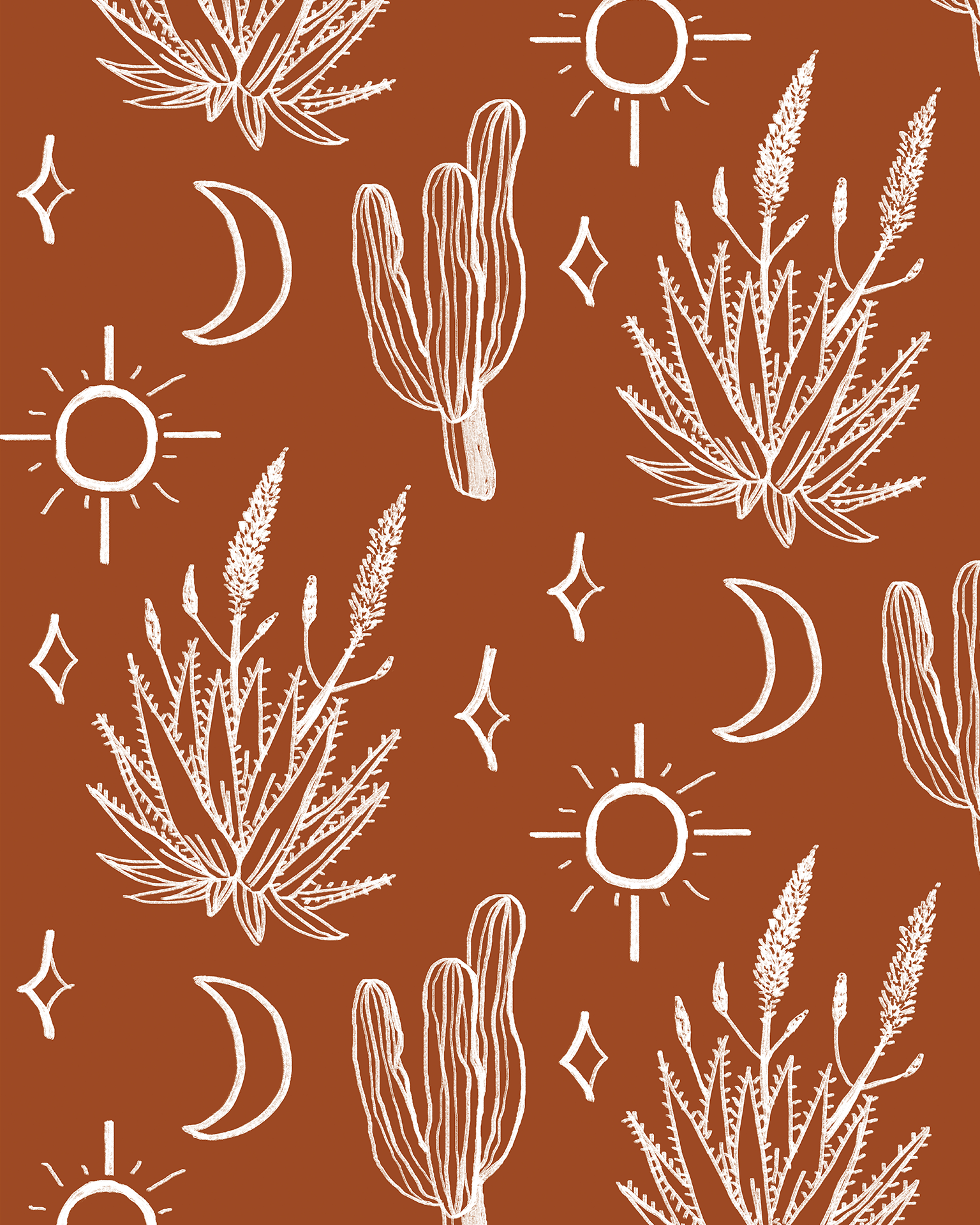 Desert Sky Wallpaper, rust and white