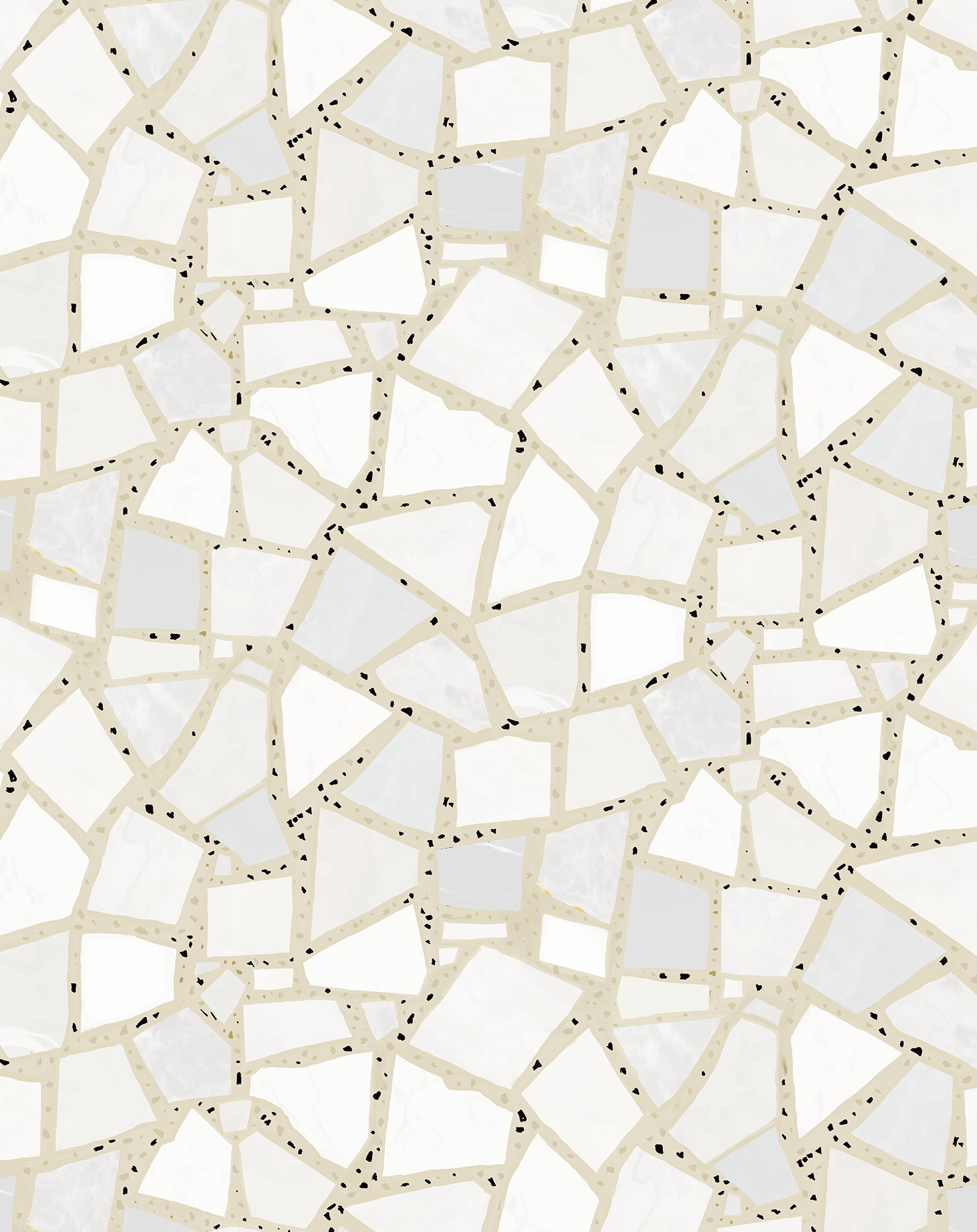 Dolce Terrazzo Wallpaper, tan and white