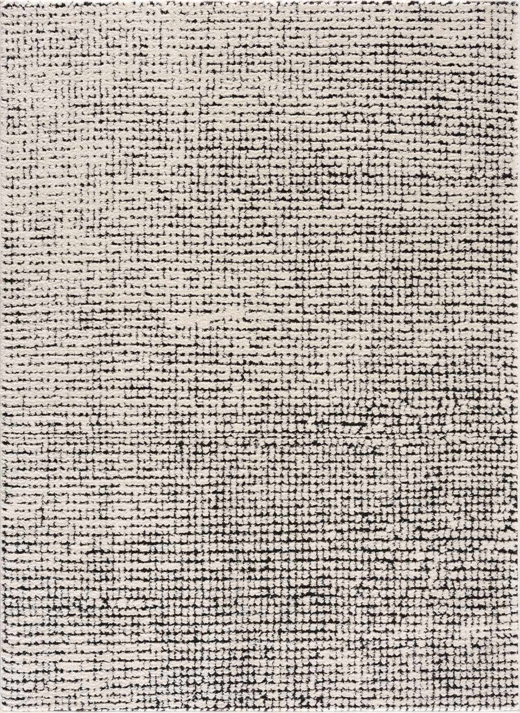 Keita Cream & Black Grid Plush Rug