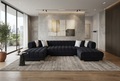 Lipa Black Velvet Double Chaise "U" Shape Sectional Sofa