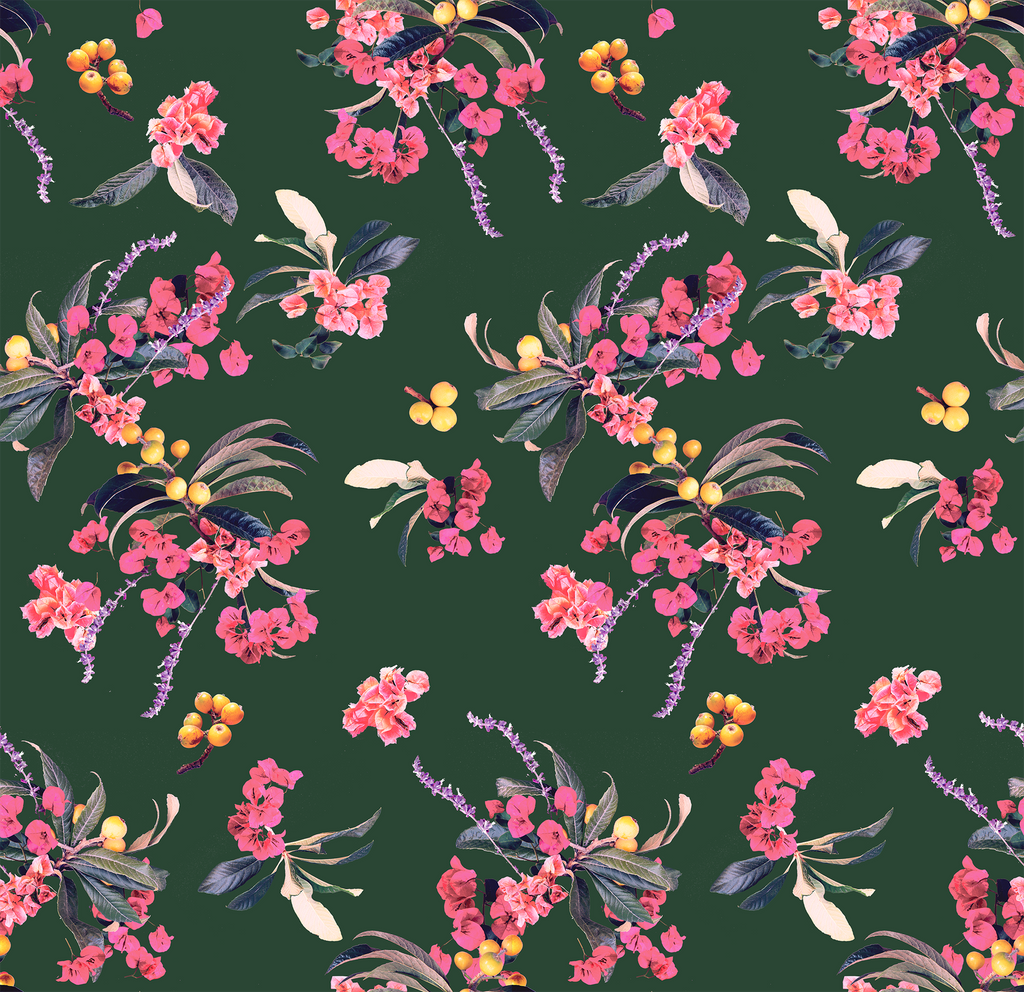 Floral Loquat Wallpaper, green