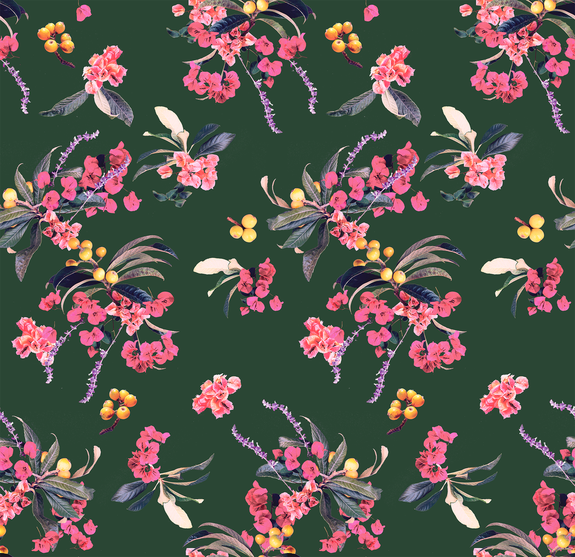 Floral Loquat Wallpaper, green