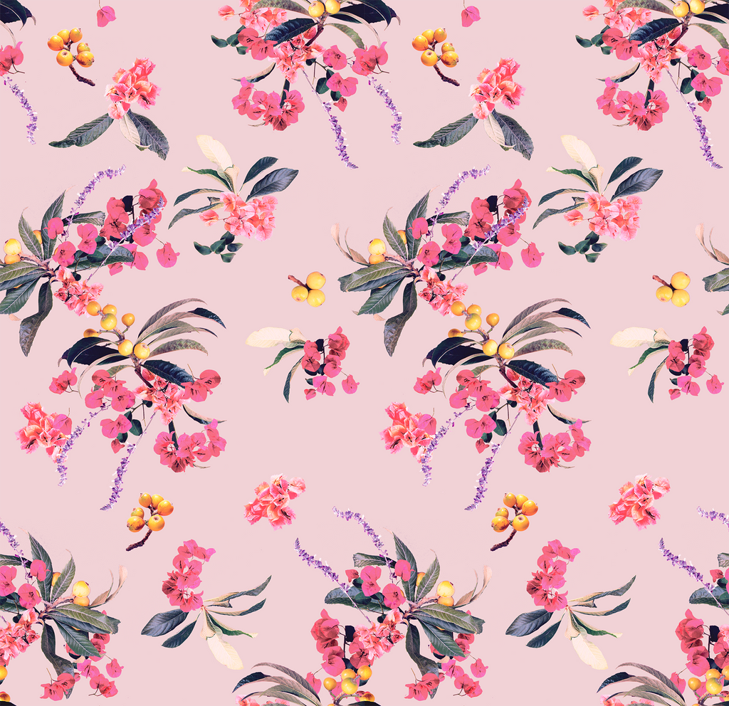 Floral Loquat Wallpaper, pink