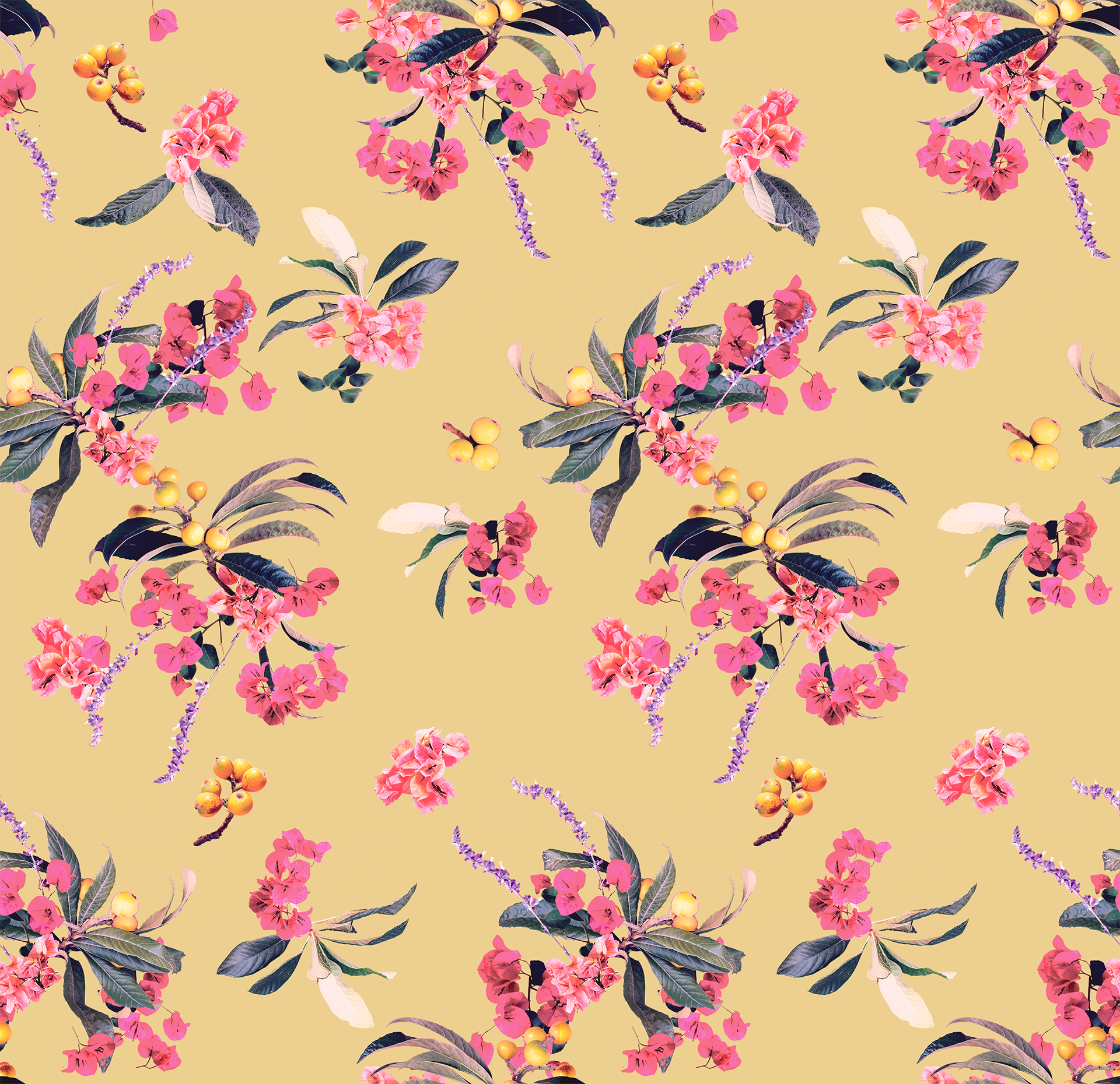 Floral Loquat Wallpaper, yellow