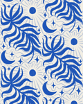 Lunar Leaf Wallpaper, beige and blue