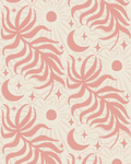 Lunar Leaf Wallpaper, beige and pink