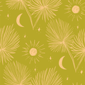 Night Palm Wallpaper, chartreuse and peach