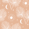 Night Palm Wallpaper, terra cotta and white