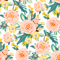 Posh Posy Wallpaper, white