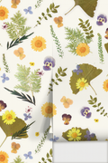 Pressed Fresh Version 01 Wallpaper, yellow and lavender