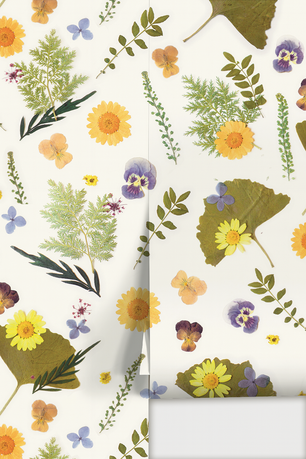 Pressed Fresh Version 01 Wallpaper, yellow and lavender