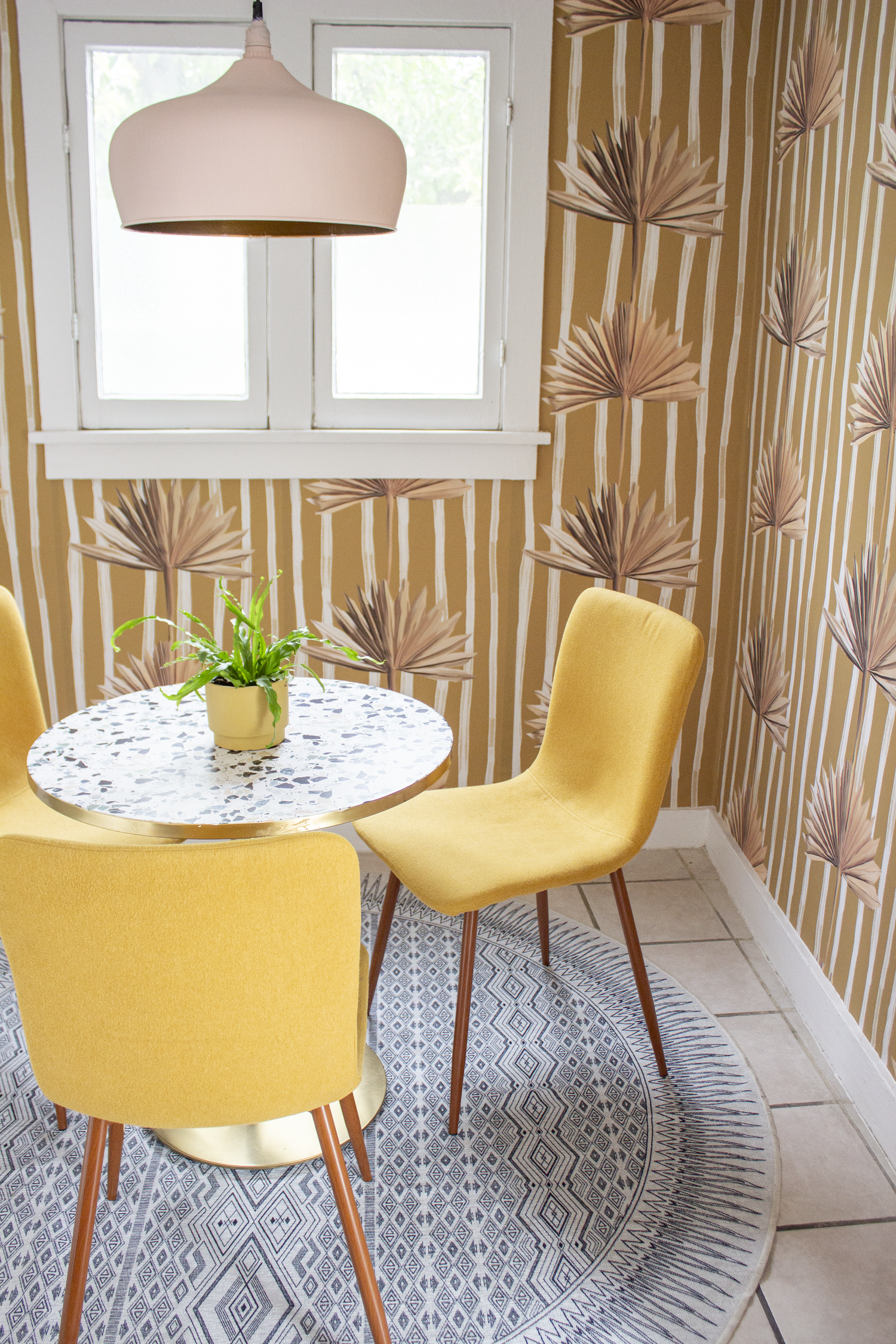 Stripey Palm Wallpaper, mustard