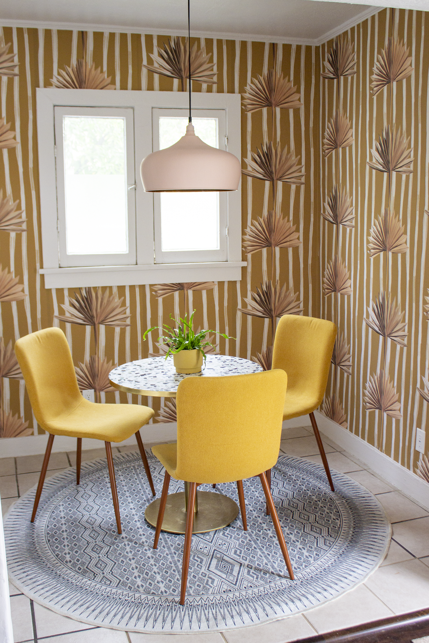 Stripey Palm Wallpaper, mustard