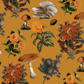Shrooms Wallpaper, gold and marigold