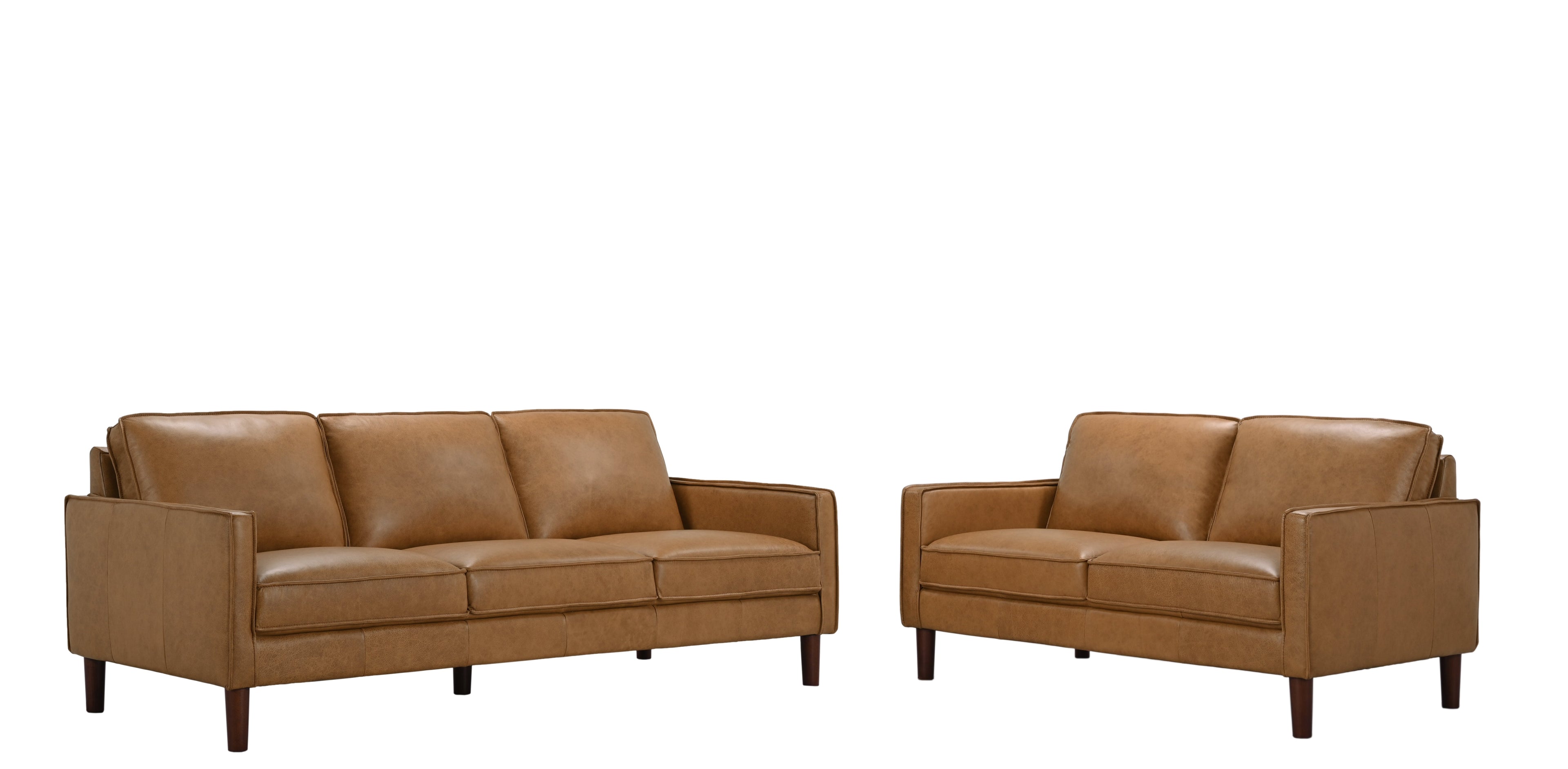 Soria Saddle Brown Top-Grain Leather Loveseat