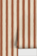 Riviera Stripe Wallpaper, off-white and rust