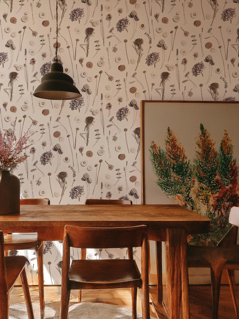 Dried Flora Wallpaper, muted colors