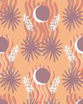 Yucca Moon Wallpaper, coral and purple