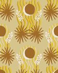 Yucca Moon Wallpaper, yellow and rust