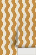 Ziggy Stripe Wallpaper, white and desert sun yellow