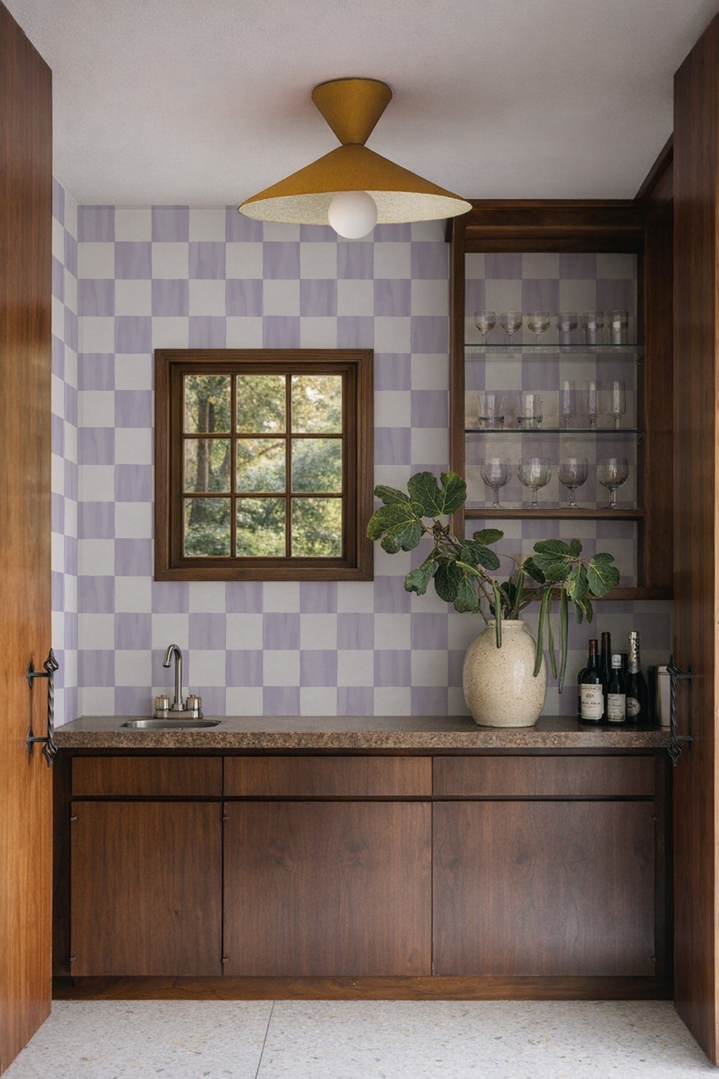 Checkers Wallpaper, lavender