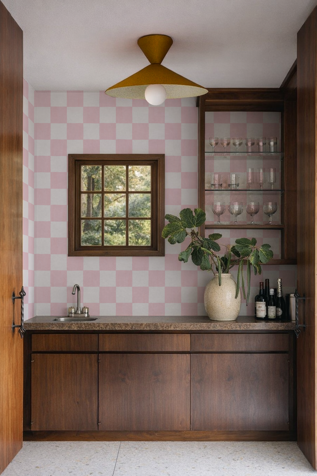 Checkers Wallpaper, blush