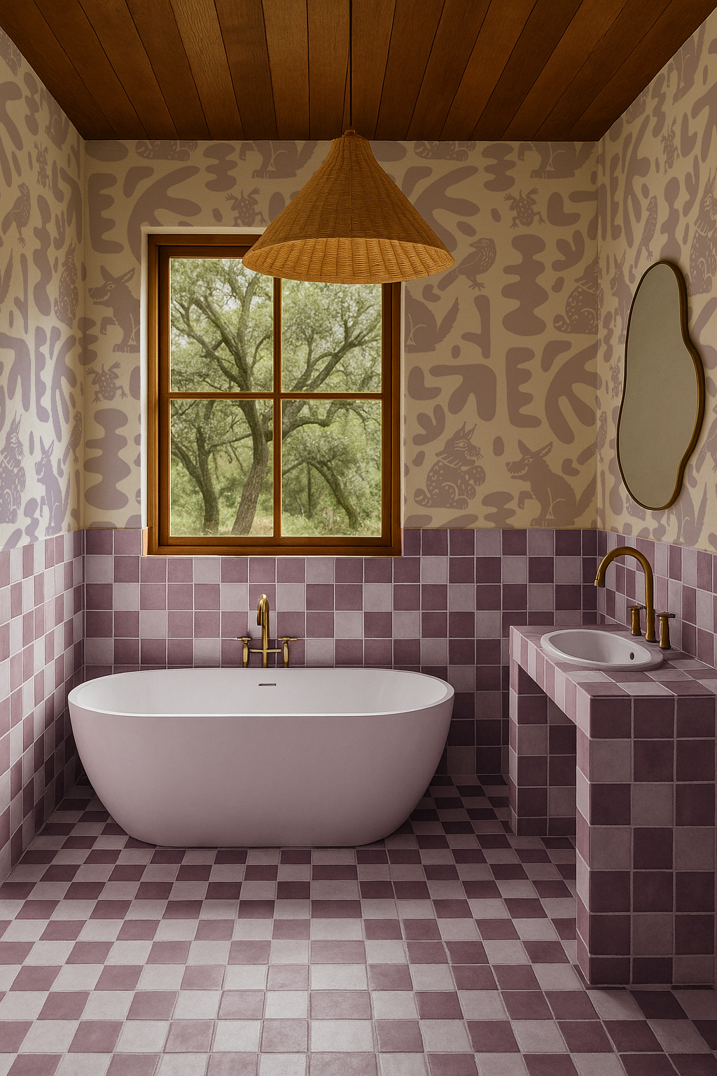 Abstract Animales Wallpaper, white and lavender