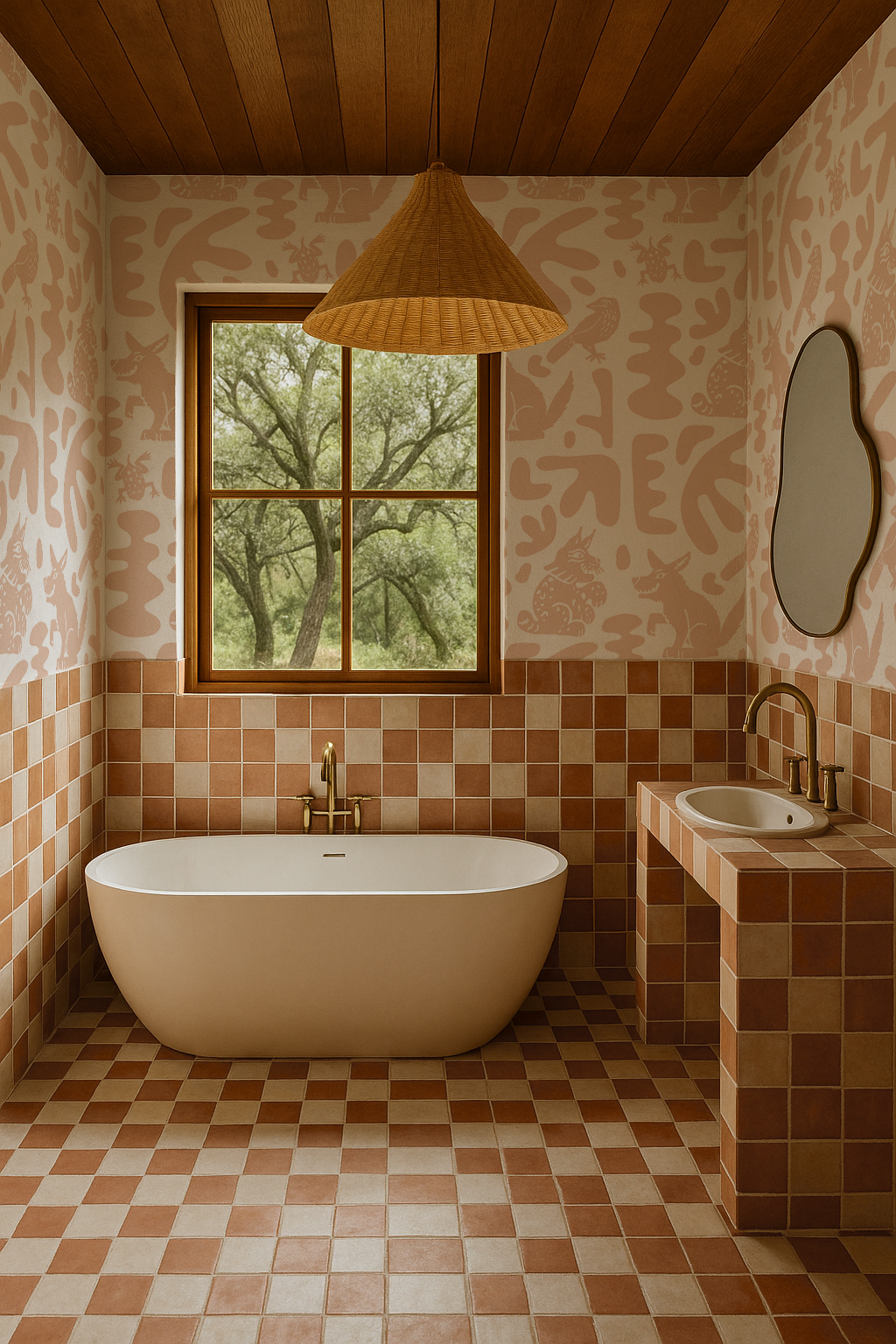Abstract Animales Wallpaper, white and peach