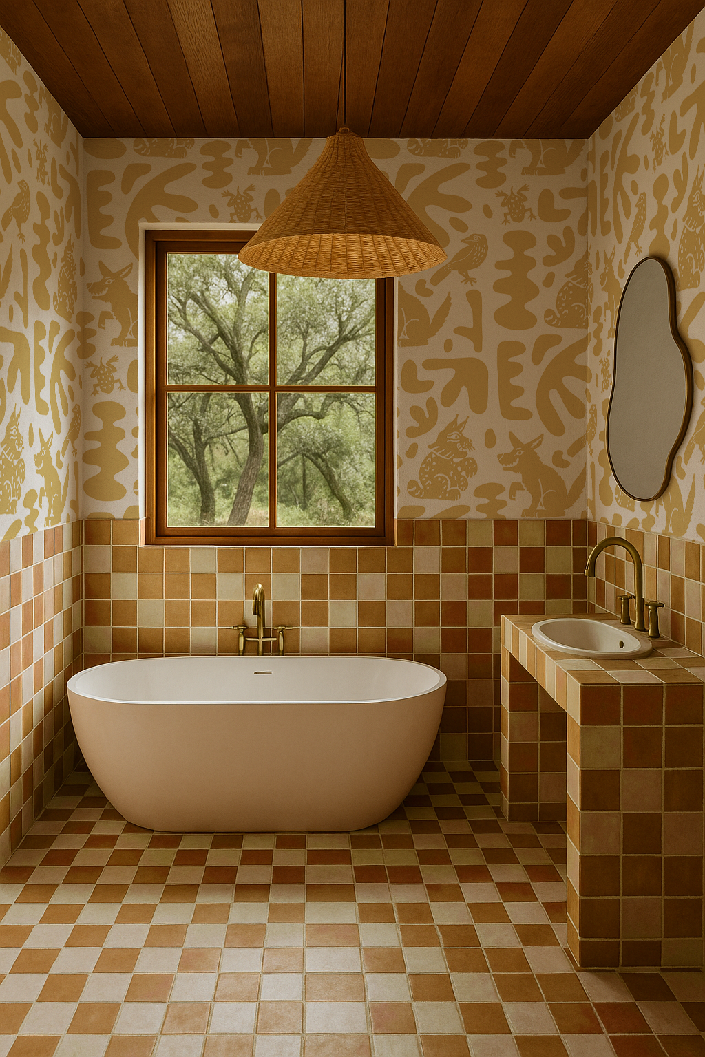 Abstract Animales Wallpaper, white and yellow