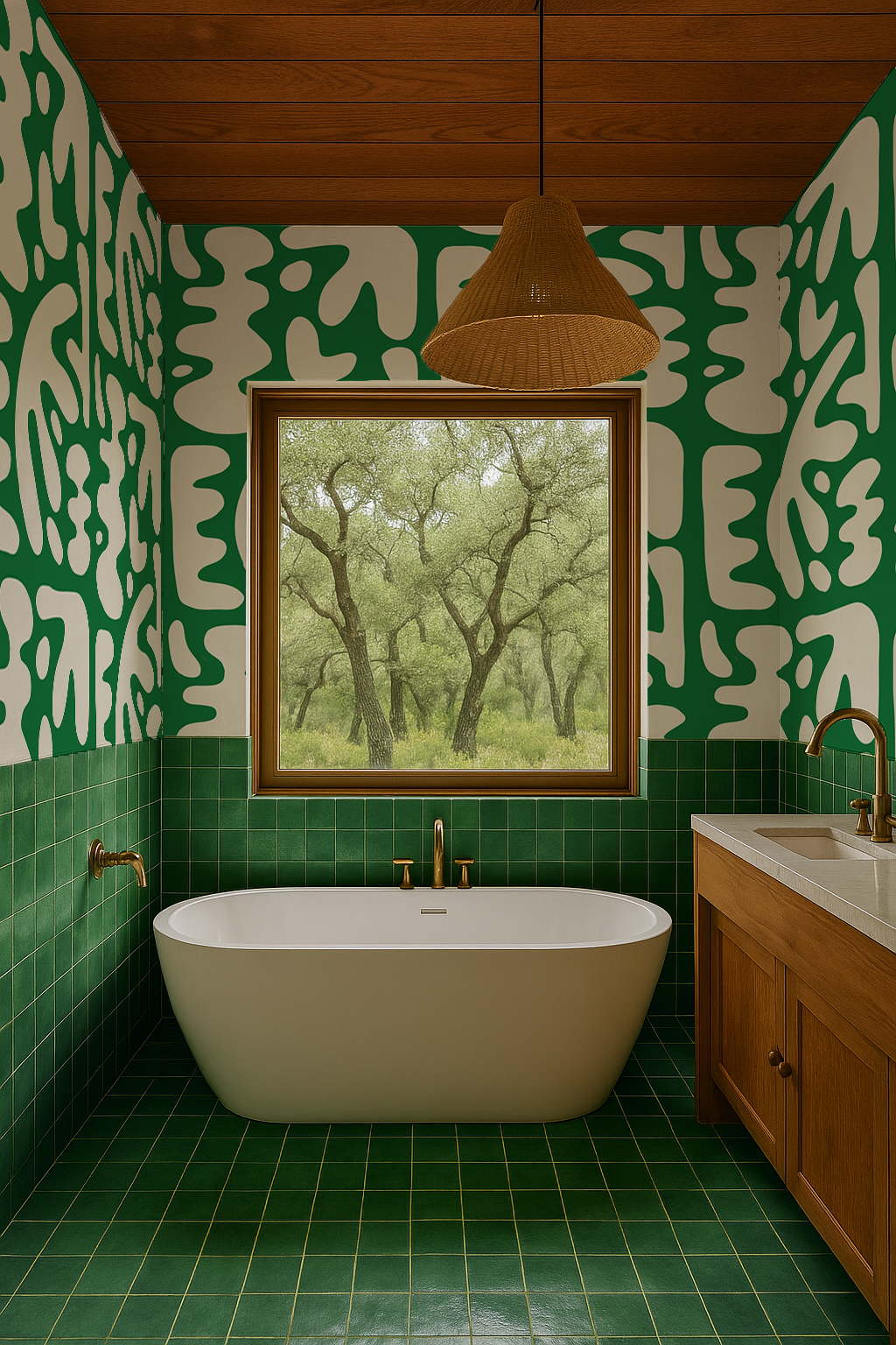 Bubbly Wallpaper, green