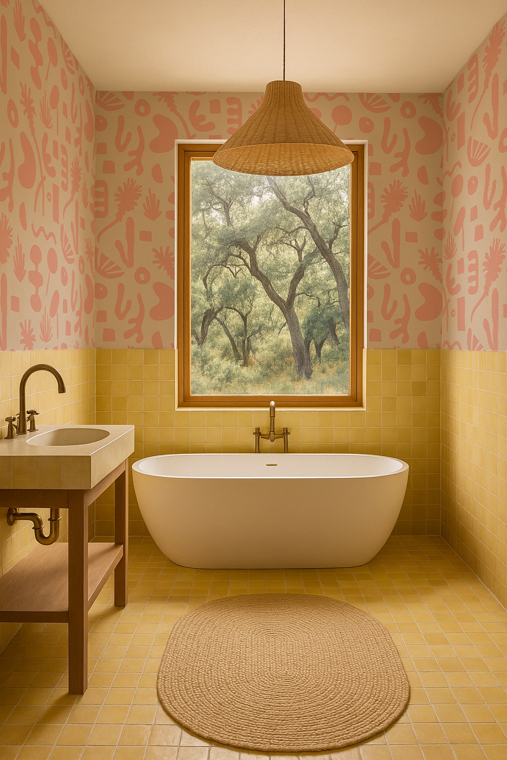 Pool Side Wallpaper, tan and blush