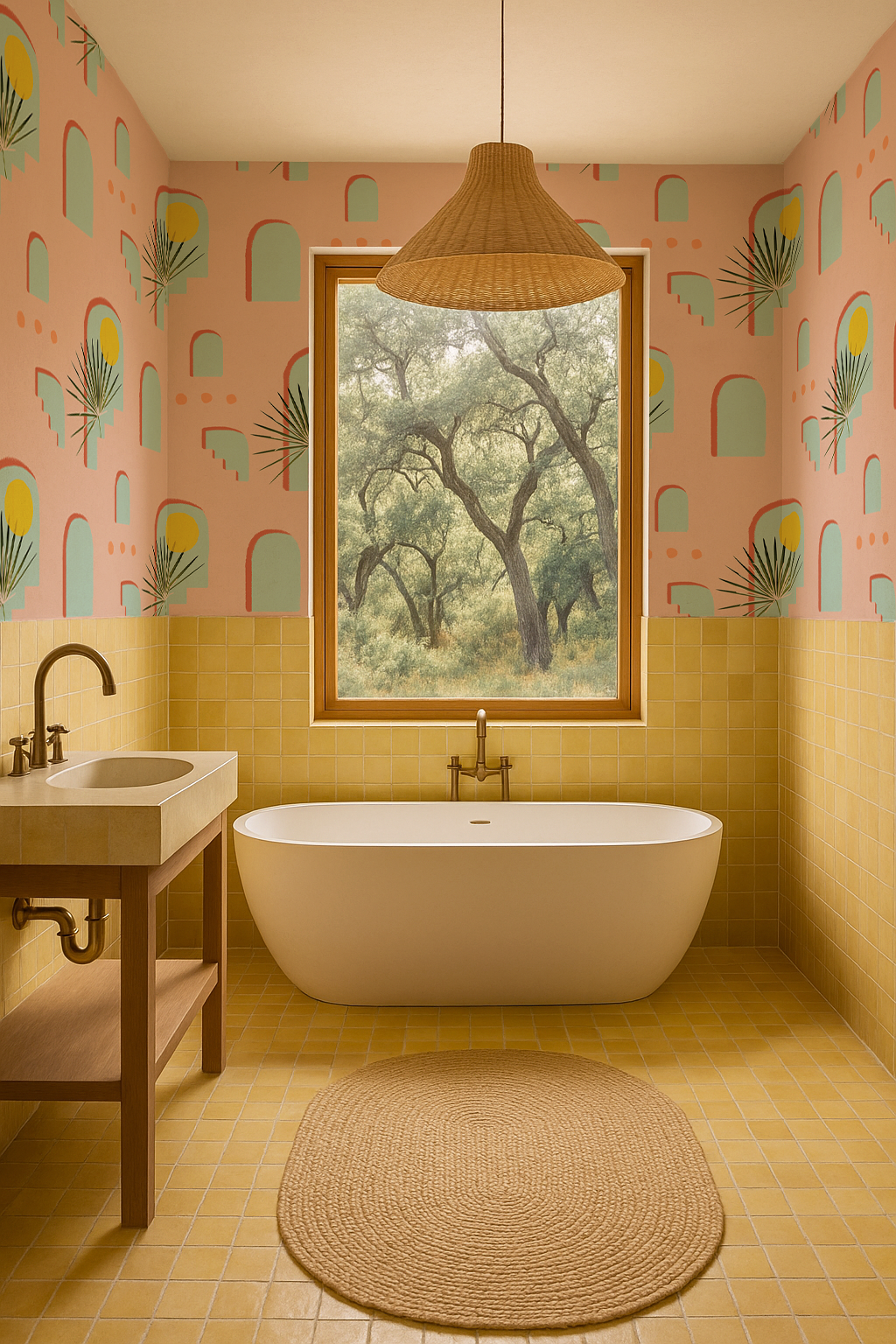 Pueblo Window Wallpaper, peach
