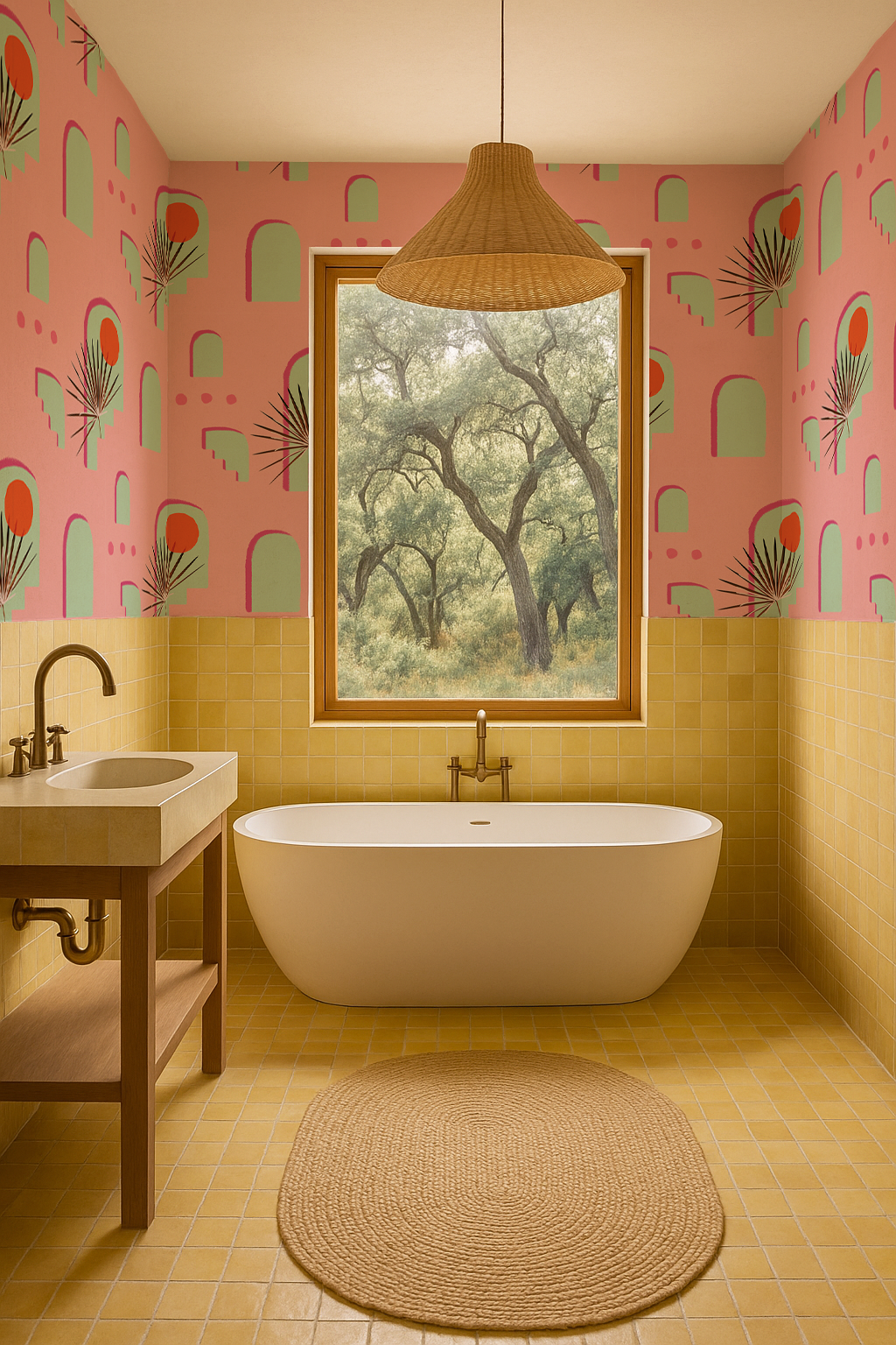Pueblo Window Wallpaper, pink